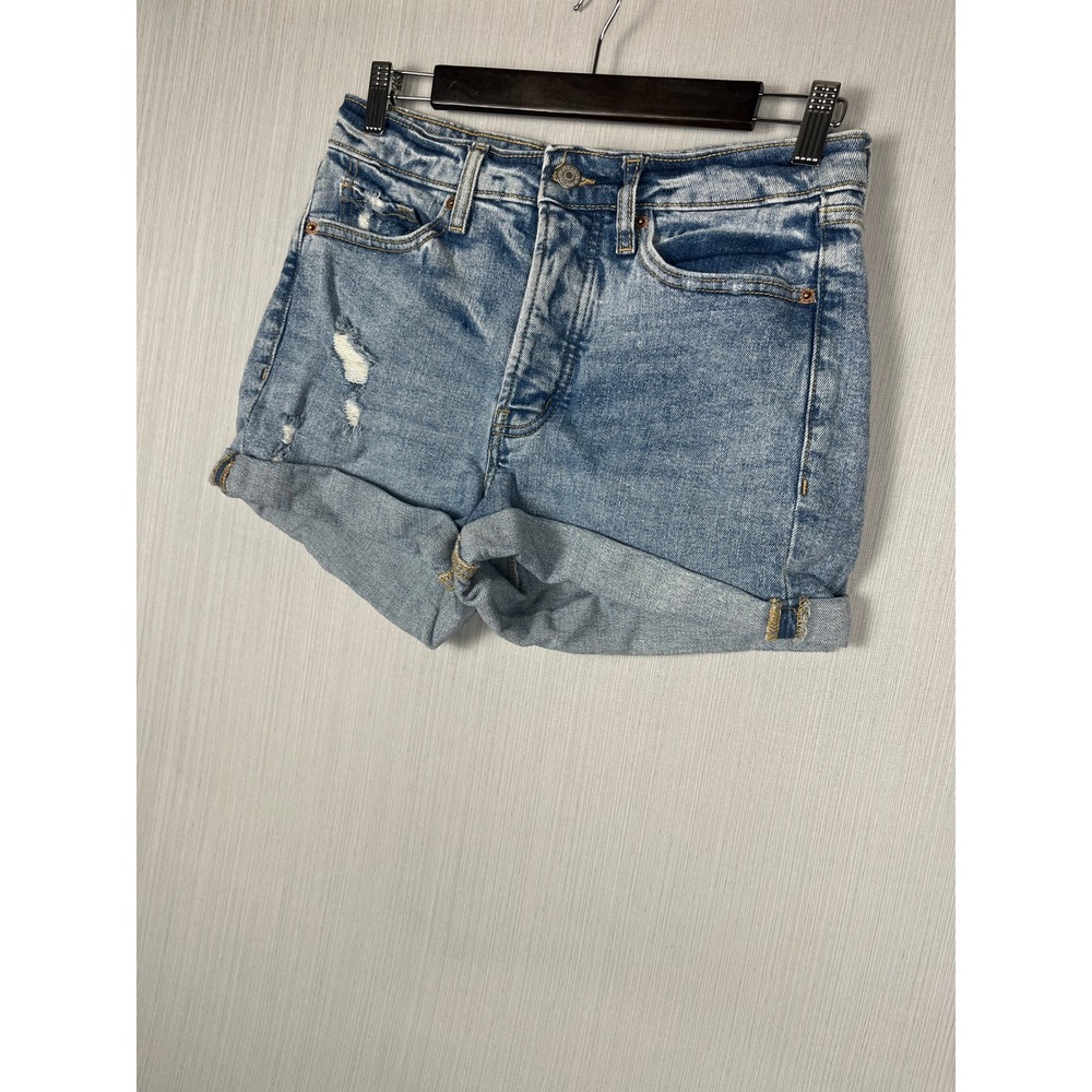 Old Navy Denim Shorts Womens 8 OG Straight High-Rise Distressed Button Fly